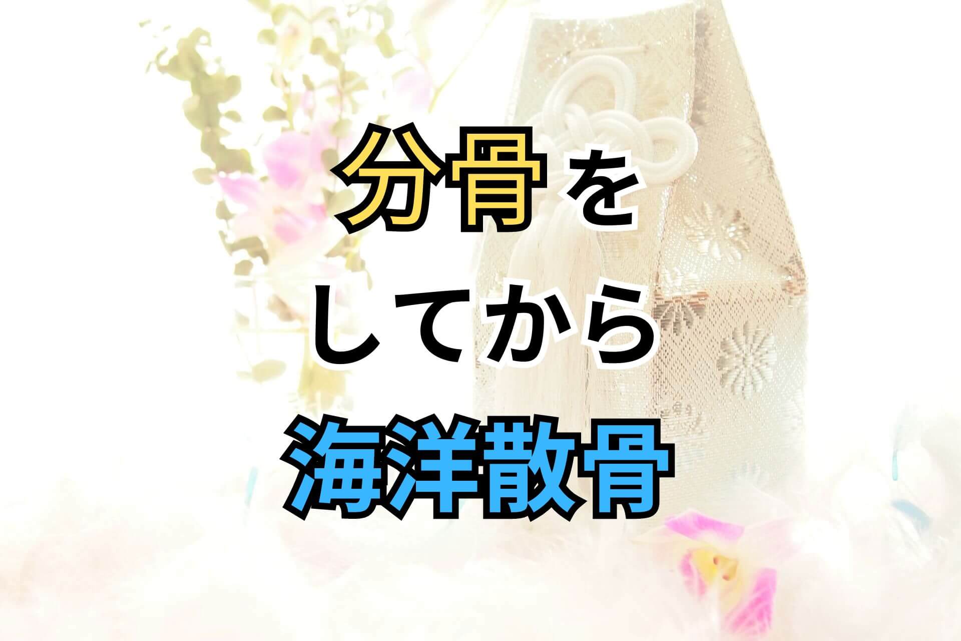 「分骨をしてから海洋散骨」という文字の背景にある小さな骨壺